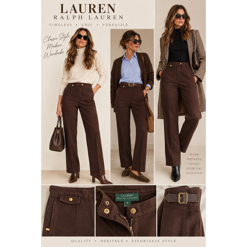 Lauren Ralph Lauren Chocolate Brown Heritage Equestrian Trousers Pants 4